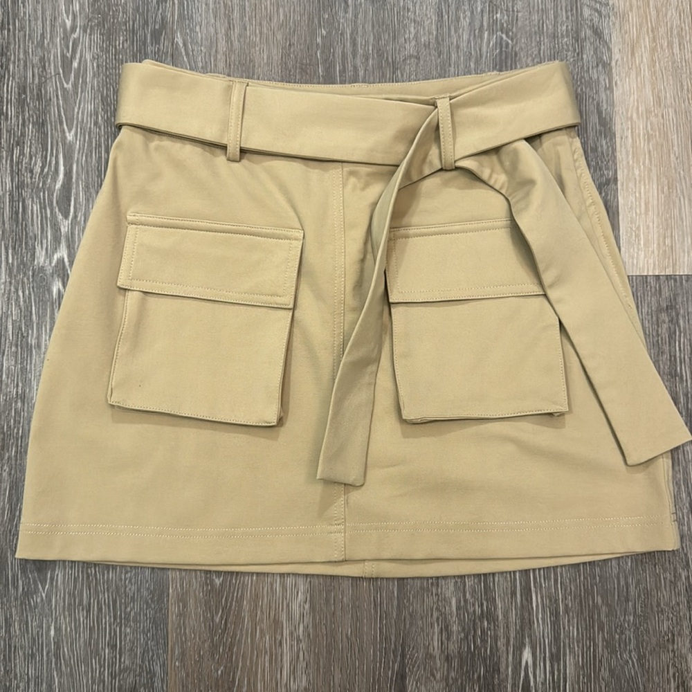 On Twelfth Tan Mini Skirt with Front Pockets - Size Small